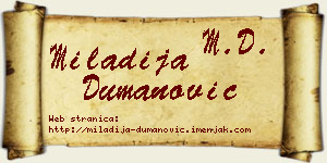Miladija Dumanović vizit kartica